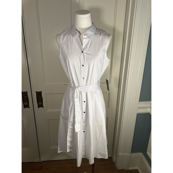 Boston Proper Dresses & Skirts - Boston Proper Collared Full Button Fit and Flare Dress Womens Size 8 White NWT